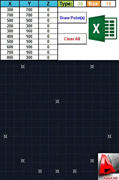 Drawing Points In AutoCAD Using Excel VBA