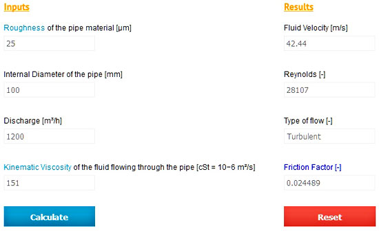 Pipe Friction Factor Online Calculator