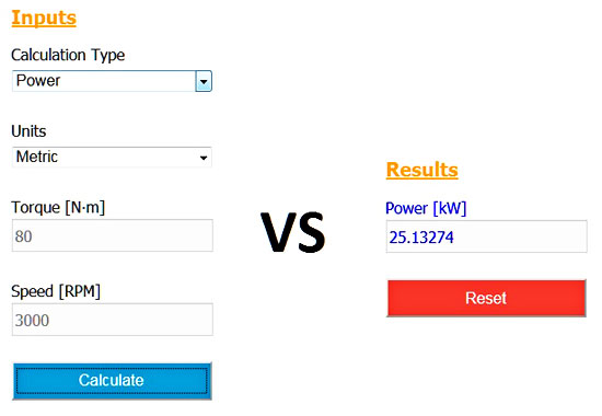 Power Torque Online Calculator
