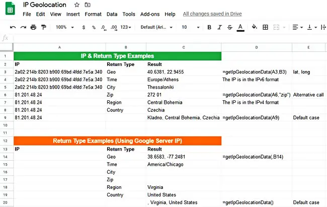 IP Geolocation In Google Sheets